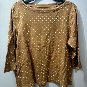 Croft & Barrow Brown Polka Dot Long Sleeve Top, Women's Size XXL